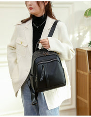 Light Luxury High-grade Backpack Women's Backpack PU Soft Leather Fashion Simple Waterproof Large Capacity Travel Bag