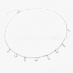French White Zirconium Tassel Water Drop Sterling Silver Necklace Niche Design